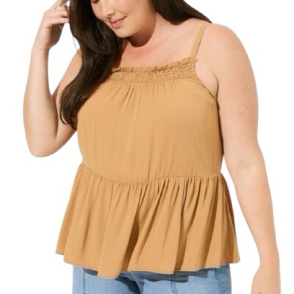 Torrid Gold Smocked Peplum Tank Top